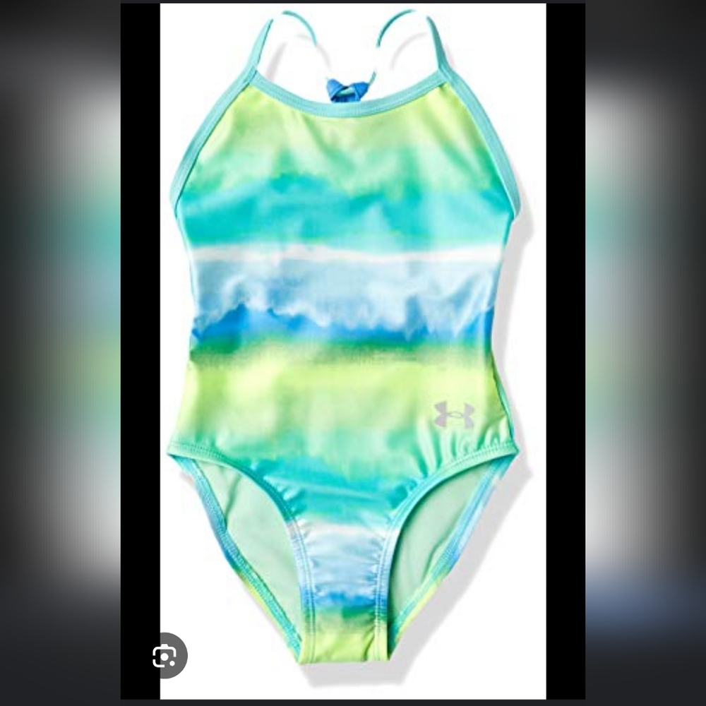 Under Armour Kids' Aqua and Lime One Piece Swimsuit